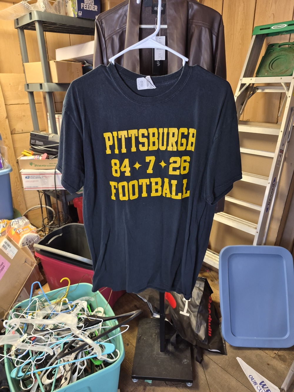 Gildan Black Pittsburgh Football Tee with Yellow Print Bin 67